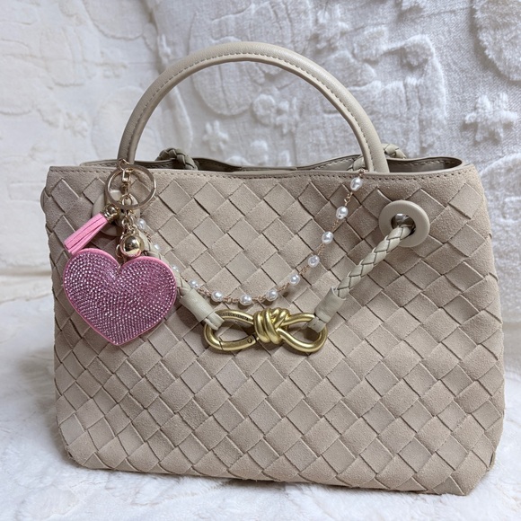 Pink Heart Pearl Chain Bag Charm - Picture 4 of 5